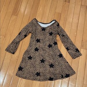 Chic Leopard Print Kids Dress with Black Stars